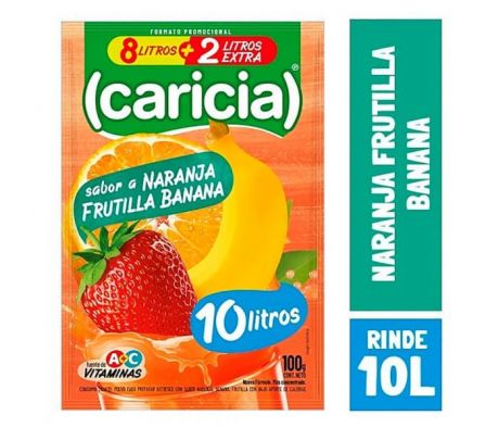 REFRESCO CARICIA NAR/FRUT/BAN 10LTS 100G