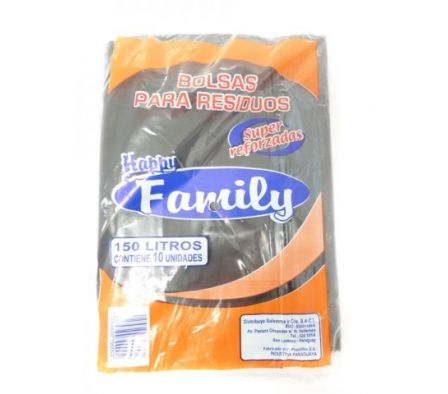 BOLSA HAPPY FAMILY P/RESIDUO REFORZADA 150LTS 10UN