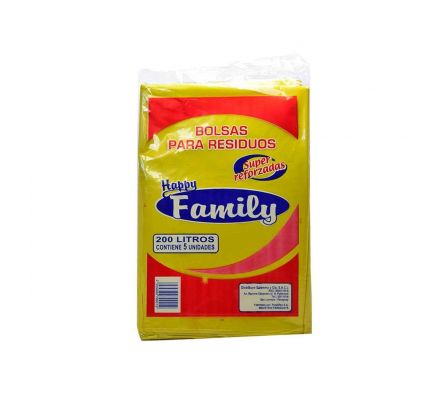 BOLSA HAPPY FAMILY P/RESIDUO REFORZADA 200LTS 5UN
