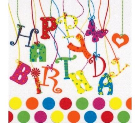SERVILLETA TIFLAIR BIRTHDAY 33X33CM