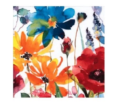 SERVILLETA TIFLAIR FLORES ROJAS Y AMARILLAS 33X33C