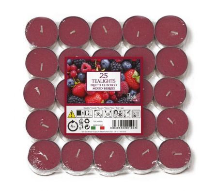 VELA AROMATICA TEALIGHT X25 4H MIXED BERRIES