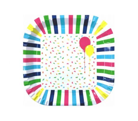 PLATOS DUNI BALLOONS Y CONFETTI 22CM
