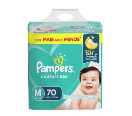 PAÑAL PAMPERS CONFORTSEC TAMAÑO M 70UN