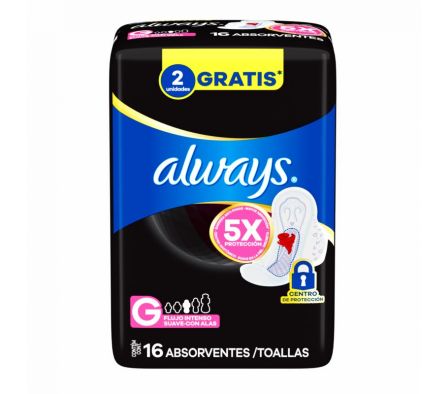 TOALLA HIGIENICA ALWAYS NOCTURNA C/ALAS 16UN