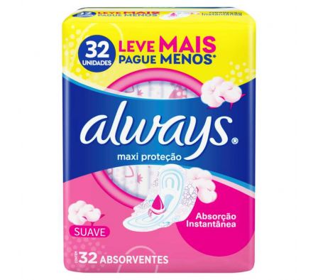 TOALLA HIGIENICA ALWAYS MAX PROT SUAVE C/A 32UN