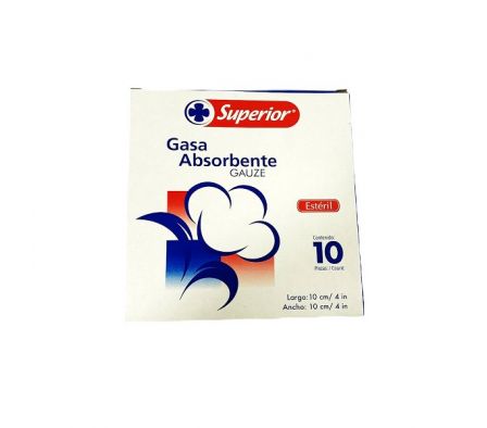 GASA SUPERIOR ABSORBENTE ESTERIL 10 X 10 CM 10U