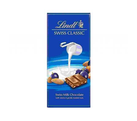 CHOCOLATE LINDT SWISS LECHE Y FRUTOS SECOS 100GR