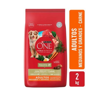 ALIMENTO ONE PERROS ADULTOS MED GDE CARNE 2KG
