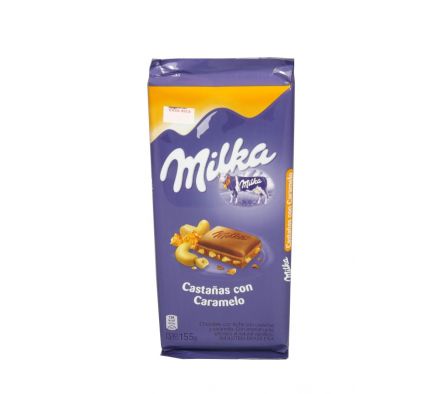 CHOCOLATE MILKA CASTAÑAS Y CARAMELO TABLETA 155GR