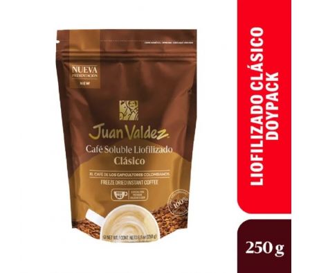 CAFÉ JUAN VALDEZ SOLUBLE LIOFILIZADO DOY PACK250GR