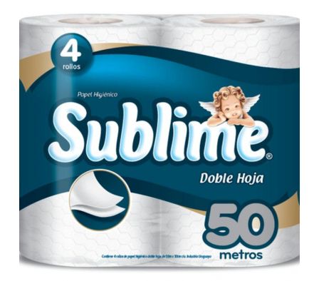 PAPEL HIGIENICO SUBLIME DOBLE HOJA 4UN 50MT