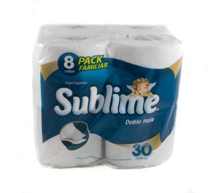 PAPEL HIGIENICO SUBLIME DOBLE HOJA 8ROLLOS