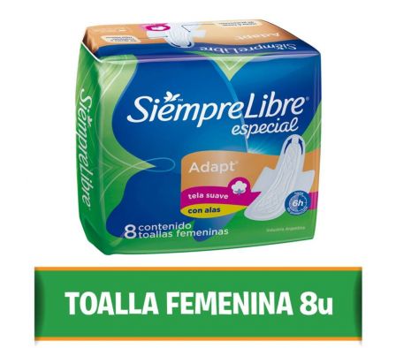 TOALLA HIGIENICA SIEMPRE LIBRE ESPECIAL C/ALAS 8UN