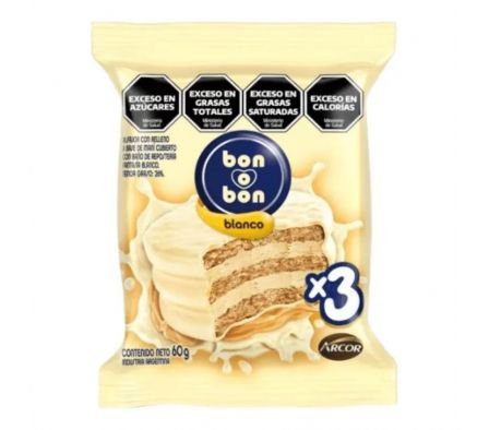 ALFAJOR BON O BON TRIPLE BLANCO 60GR