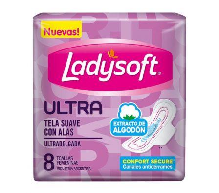 TOALLA HIGIENICA LADYSOFT ULTRASUAVE CON ALAS 8UN.