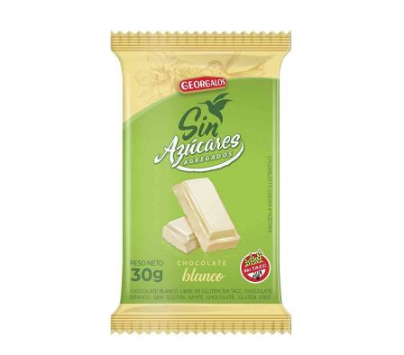 Chocolate Blanco Sin Azucar Agregada - 30 Gr - Georgalos