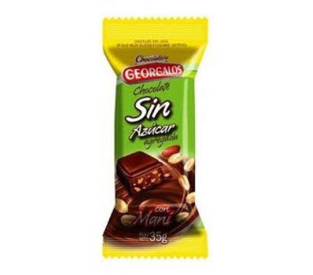 CHOCOLATE GEORGALOS CON MANI SIN AZUCAR 35G