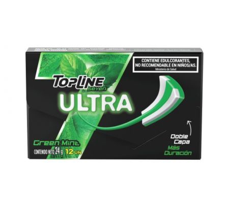 CHICLE TOPLINE SEVEN ULTRA GREEN MINT 24G