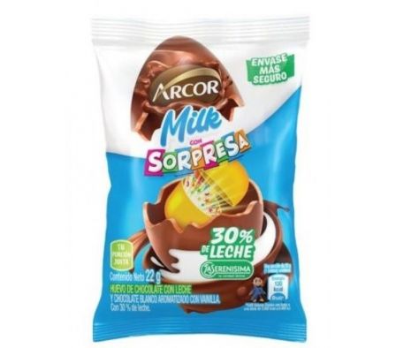 HUEVO ARCOR MILK C/SORPRESA 22GR