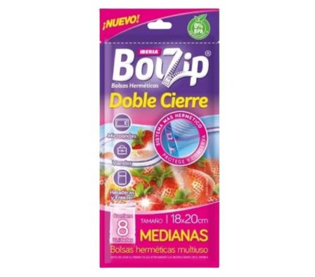 BOLSAS BOLZIP DOBLE CIERRE 8 UND MEDIANO 18X20 CM
