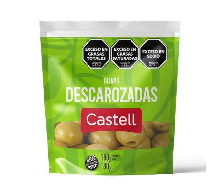 ACEITUNA CASTELL VERDES DESCAROZADAS DOYPACK 80 GR