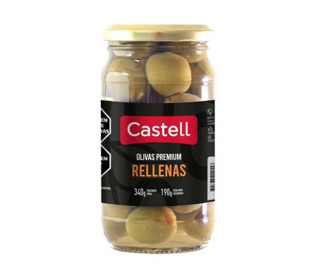 ACEITUNA CASTELL VERDES RELLENAS PREMIUM FCO 190 G