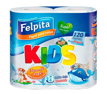 PAPEL HIGIENICO FELPITA  X 4 KIDS 30 M