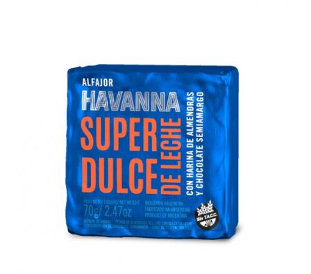 ALFAJOR HAVANNA SUPER DDL S/GLUTEN 70 GR