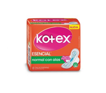 TOALLA HIGIENICA KOTEX ESENCIAL NORMAL C/ALAS 8U