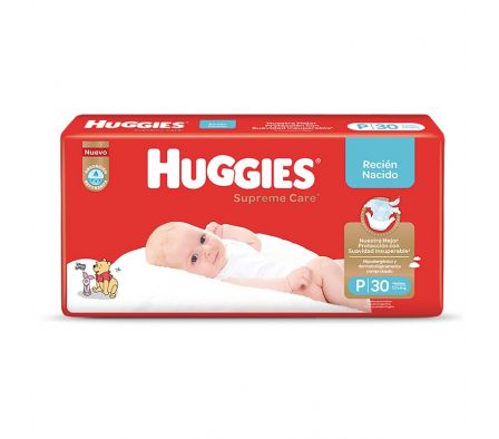 PAÑAL HUGGIES SUPREME CARE TAMAÑO P MEGA 30UN