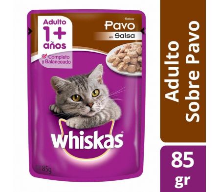 ALIMENTO PARA GATO WHISKAS ADULTO PAVO 85GR