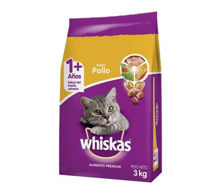 ALIMENTO PARA GATO WHISKAS POLLO 3 KG.