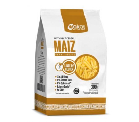 FIDEO PENNE RIGATE WAKAS S/GLUTEN DE MAIZ  300GR