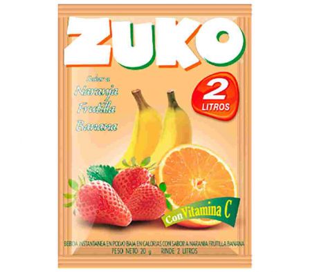 JUGO EN POLVO ZUKO NARANJA FRUT-BANANA 2LT 20GR