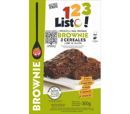 PREMEZCLA 123 LISTO BROWNIE S/TACC 300 GR