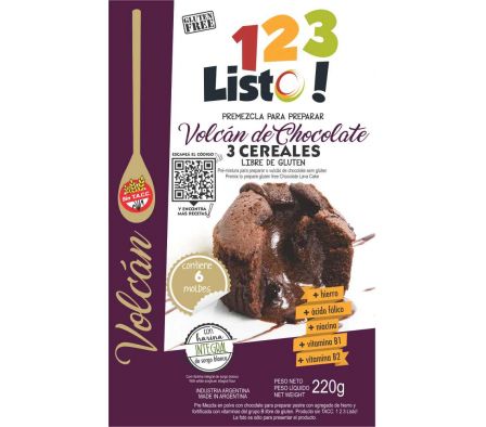 PREMEZCLA 123 LISTO VOLCAN D/CHOCOLATE S/TACC 220G