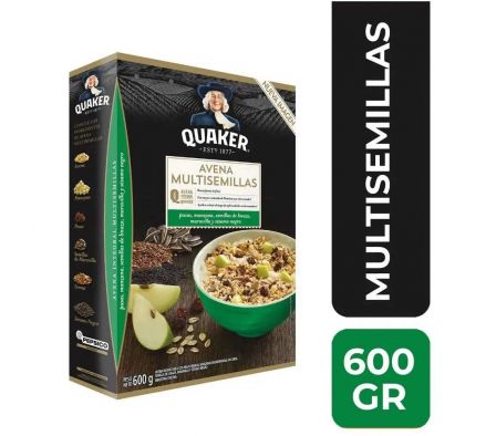 AVENA QUAKER MULTISEMILLAS MANZANA PASAS 600GR
