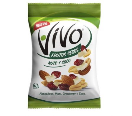 FRUTOS SECOS VIVO NUTS Y COCO 80 GRS