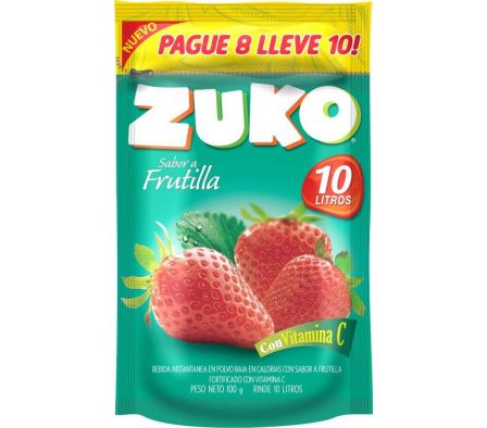 JUGO EN POLVO ZUKO FRUTILLA 10LT 100GR
