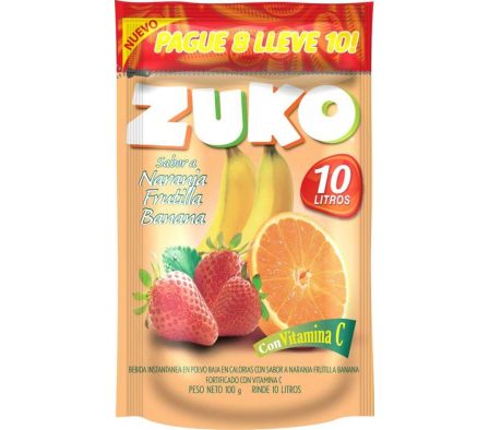 JUGO EN POLVO ZUKO FRUT-BAN 10L 100 GR