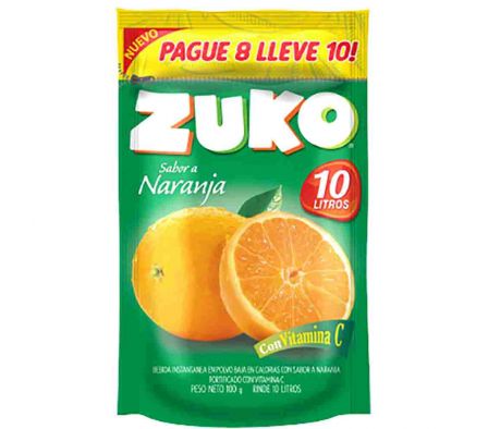 JUGO EN POLVO ZUKO NARANJA 8LT 160GR