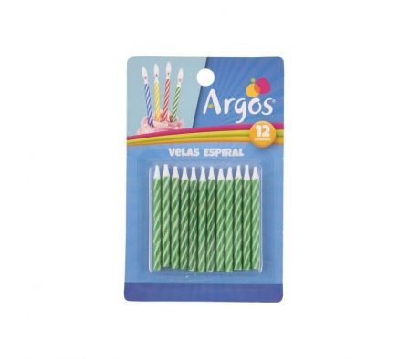  VELAS ARGOS CUMPLEAÑOS VERDE DISP. X 12