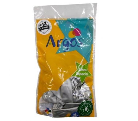 GLOBOS N° 12 ARGOS PLATINUM PLATEADO X 12