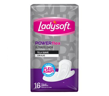 TOALLA HIGIENICA LADYSOFT POWERFLEX CON ALAS 16 UN