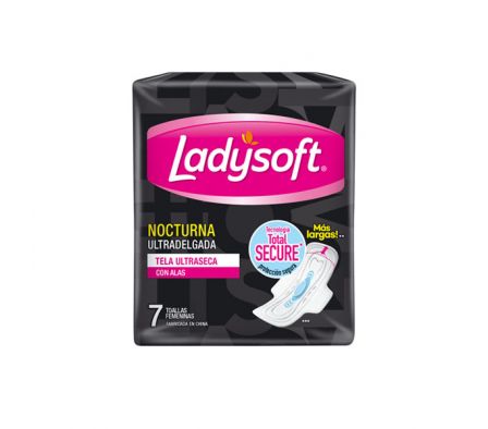 TOALLA HIGIENICA LADYSOFT NOCTURNA CON ALAS 7 UN.