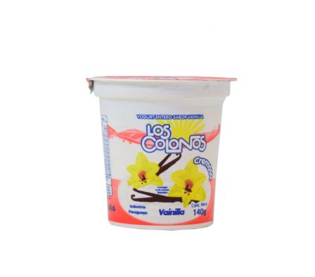 YOGHURT LOS COLONOS ENTERO VAINILLA 140GR