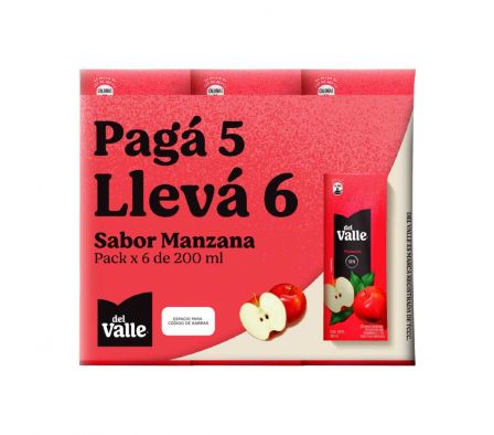 PACK X 6 -  FRUGOS DEL VALLE MANZANA 200 ML       