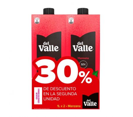 PACK X2 JUGO DEL VALLE MANZANA 1L
