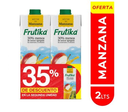 JUGO FRUTIKA NECTAR MANZANA 1LT PACK 2UN